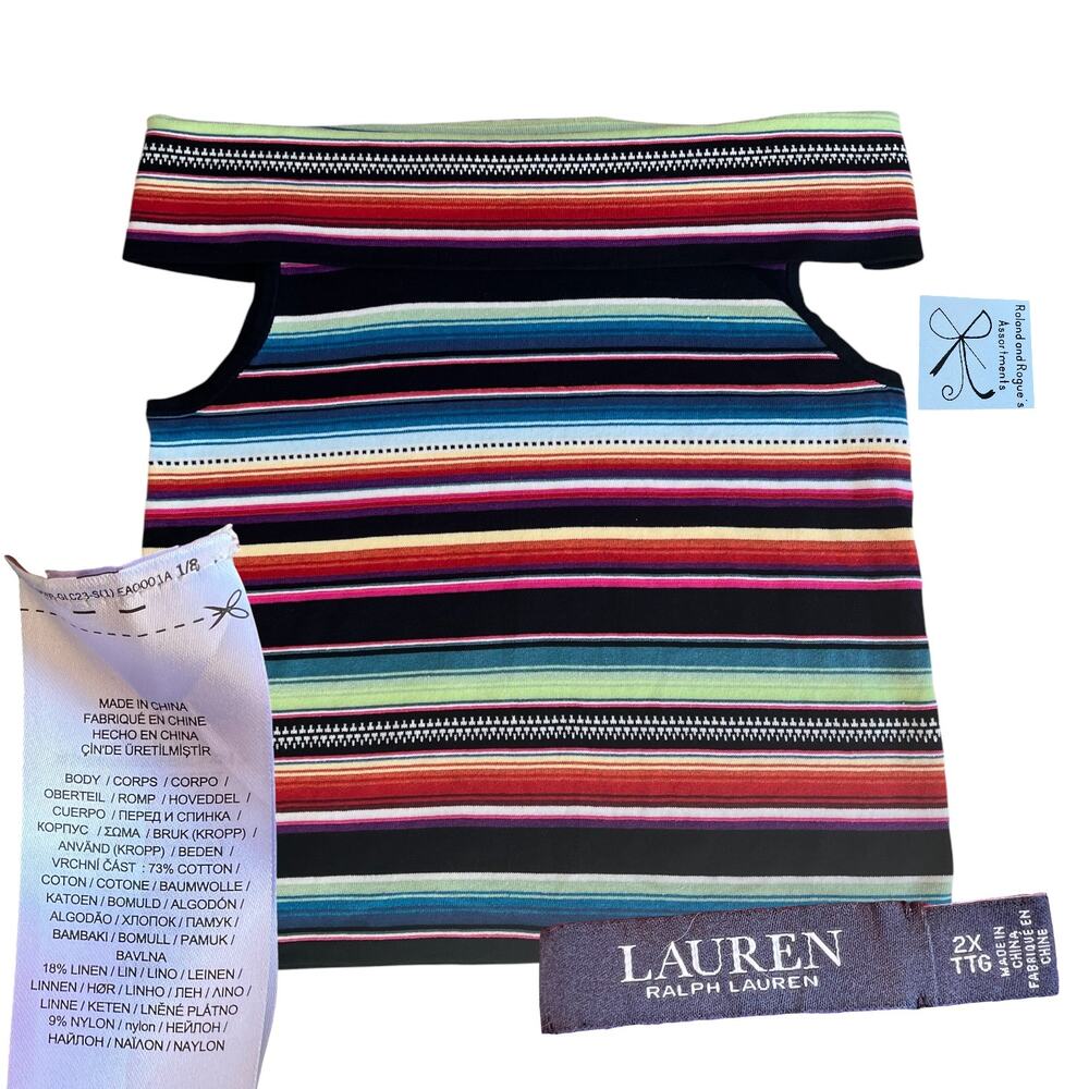 Lauren Ralph Lauren Cotton/Linen Blend Shoulder Sweater Top Sz 2X
